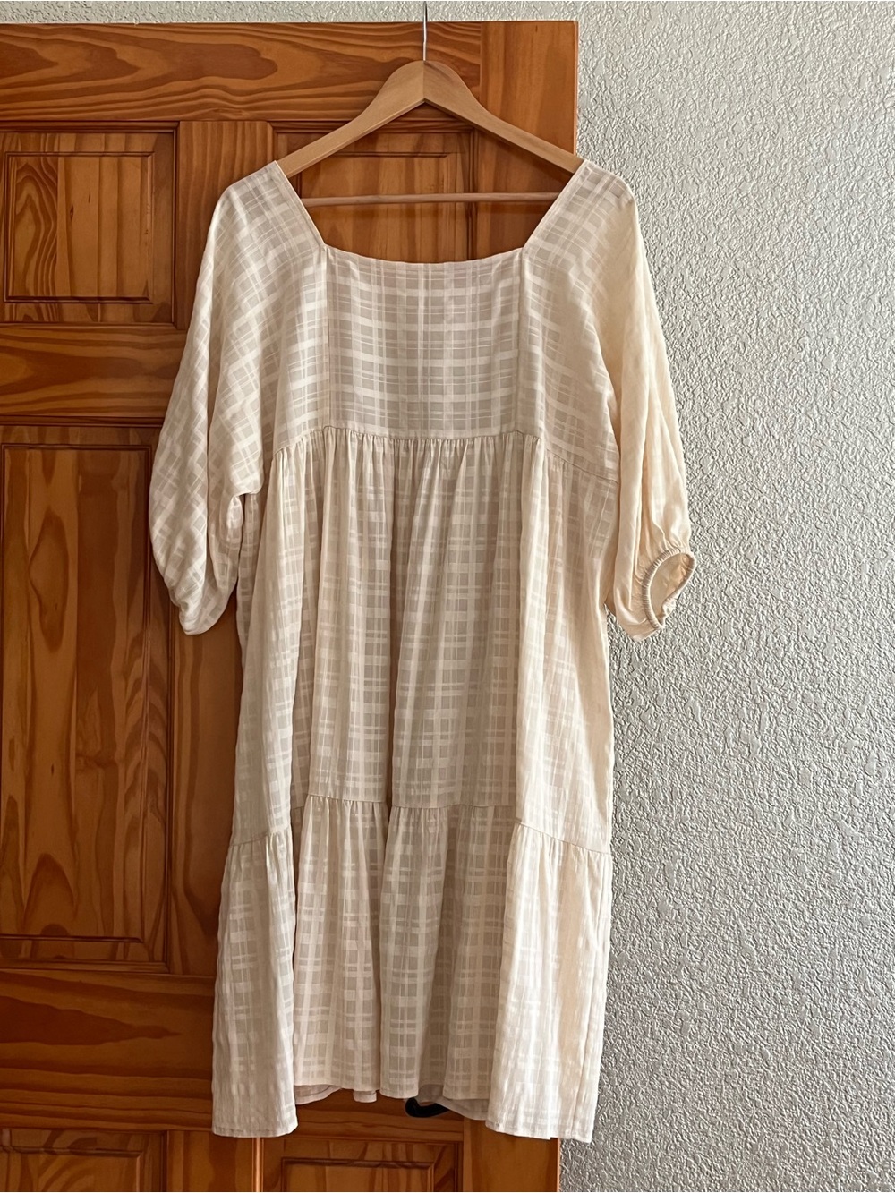 Light Cream Square-Neck Tiered Women’s Top